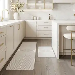 GENERICO - Set de 02 alfombra de cocina impermeable de Cuero M52