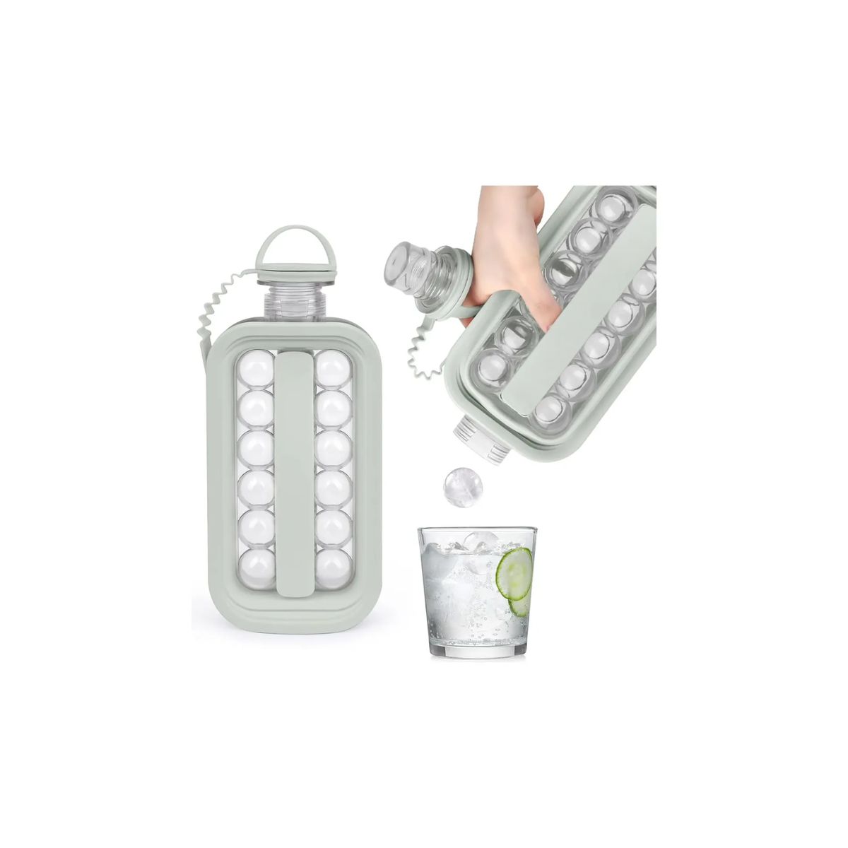 GENERICO - Cubitera 2 En 1 Molde Portatil Bolitas Hielo Botella Hielera