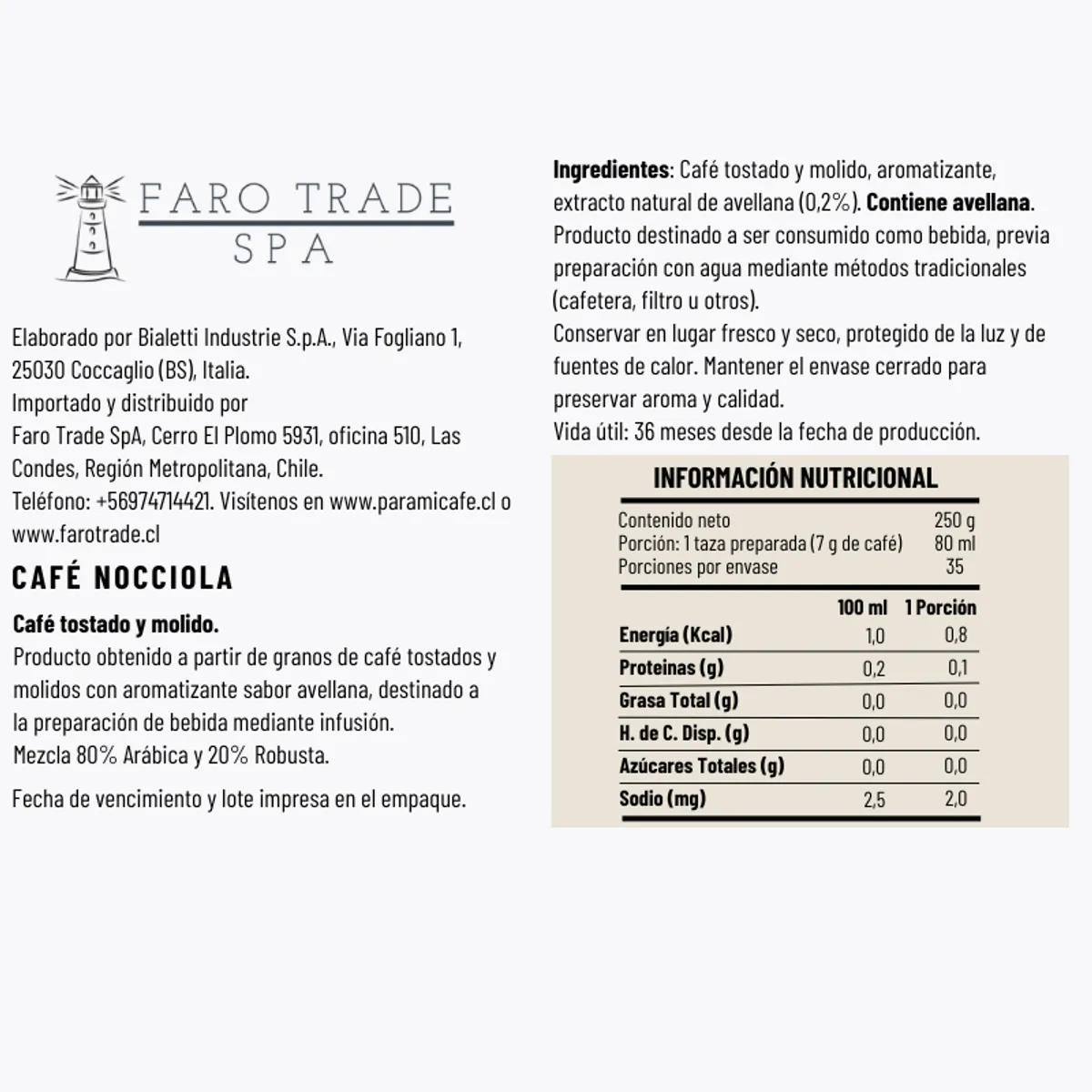 BIALETTI - Café Molido Perfetto Moka Avellanas 250grs Bialetti