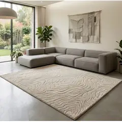 GENERICO - Alfombra Beige Jacquard 160x200 Elegante MODERNA DECORATIVA JUVENIL WM