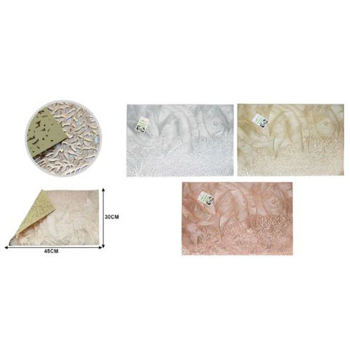 GENERICO - Mantel Individual Sintético 30x45cm PlateadoOro Rosa