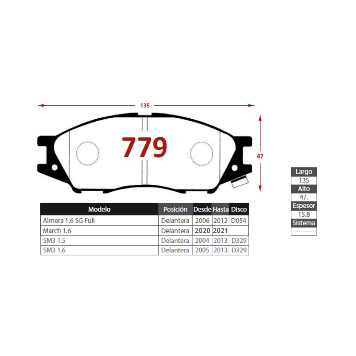 GENERICO - Pastillas de freno Delanteras Nissan Almera Sg 1.6 2006-2012 Senfineco Alemanas