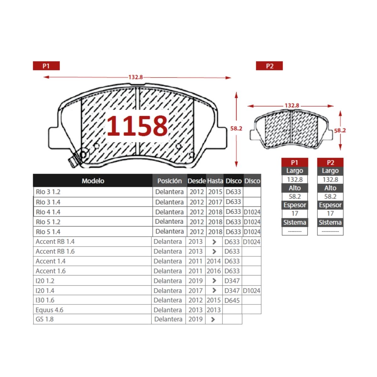 Pastillas de freno Delanteras Kia Rio 4 1.4 2012-2018 Senfineco Alemanas, marca GENERICO - Foto 2