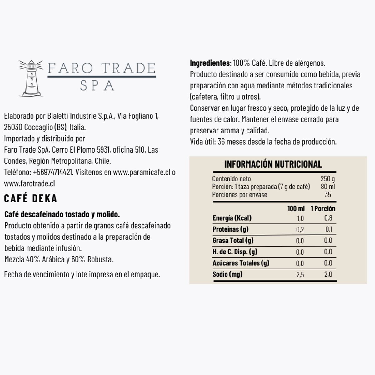 BIALETTI - Café Molido Perfetto Moka Descafeinado 250grs Bialetti