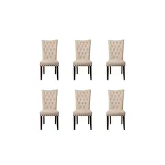 GENERICO - Pack 6 sillas modelo botones capitoné color Beige