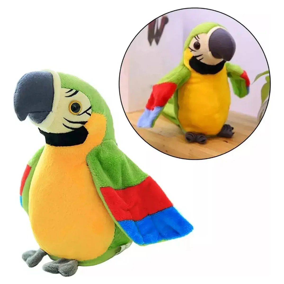 GENERICO - Robot Loro Repite Habla Baila Alas Peluche Pájaro Guacamaya