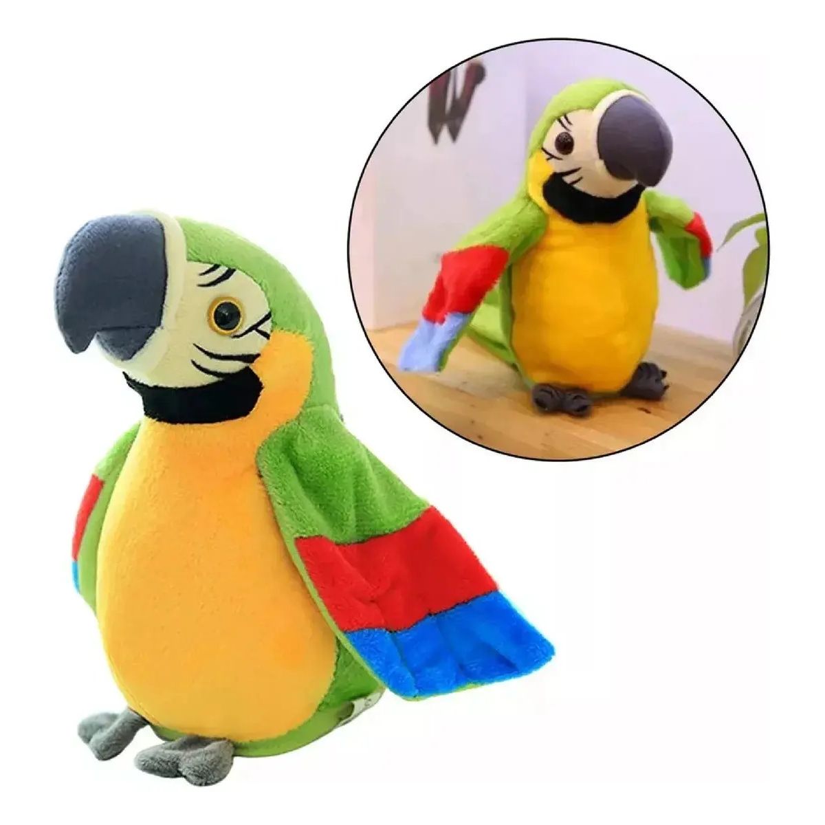 GENERICO - Robot Loro Repite Habla Baila Alas Peluche Pájaro Guacamaya