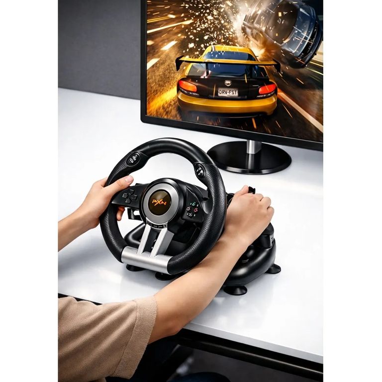 MOVI VOLANTE SIMULADOR CON PEDALES PARA PC, PS3, PS4, X-SERIES XLS, SWITCH
