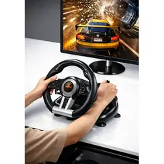 MOVI - VOLANTE SIMULADOR CON PEDALES PARA PC, PS3, PS4, X-SERIES XLS, SWITCH