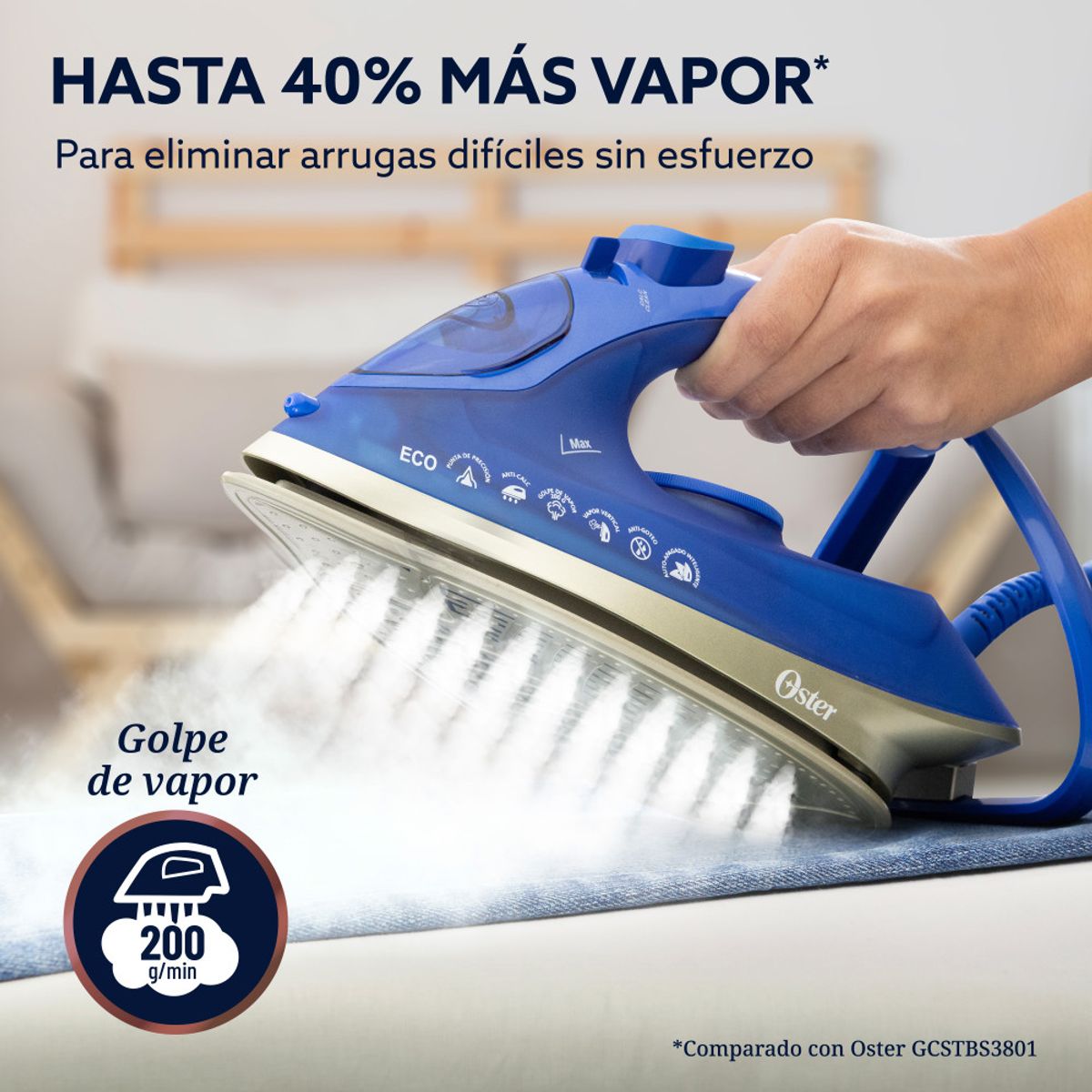 OSTER - Plancha Vapor Oster Aeroglide Max S7800 Azul Gcstac7801