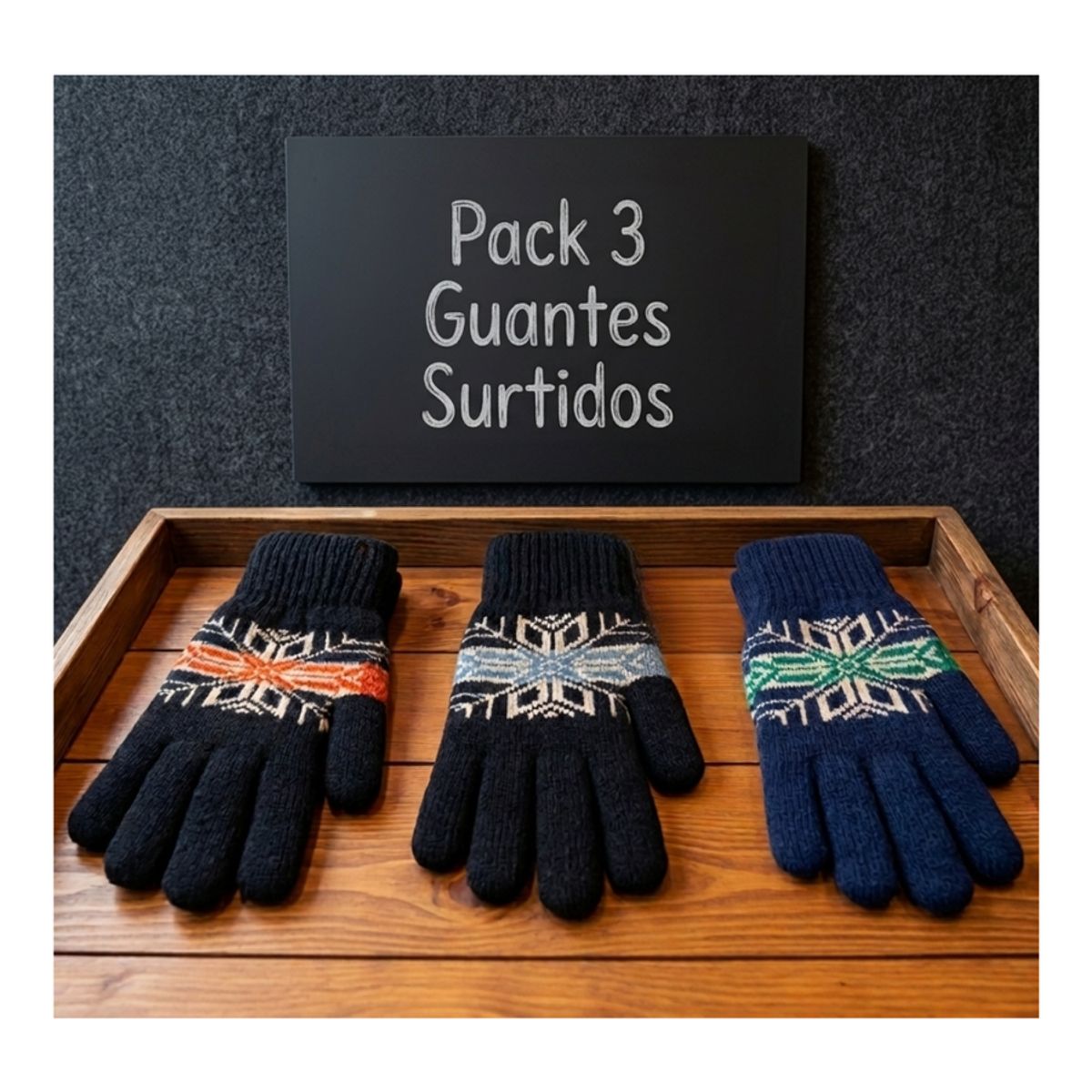 EKOL TACTICA MILITAR - Pack 3 Guantes De Lana Térmico Con Chiporro Surtidos
