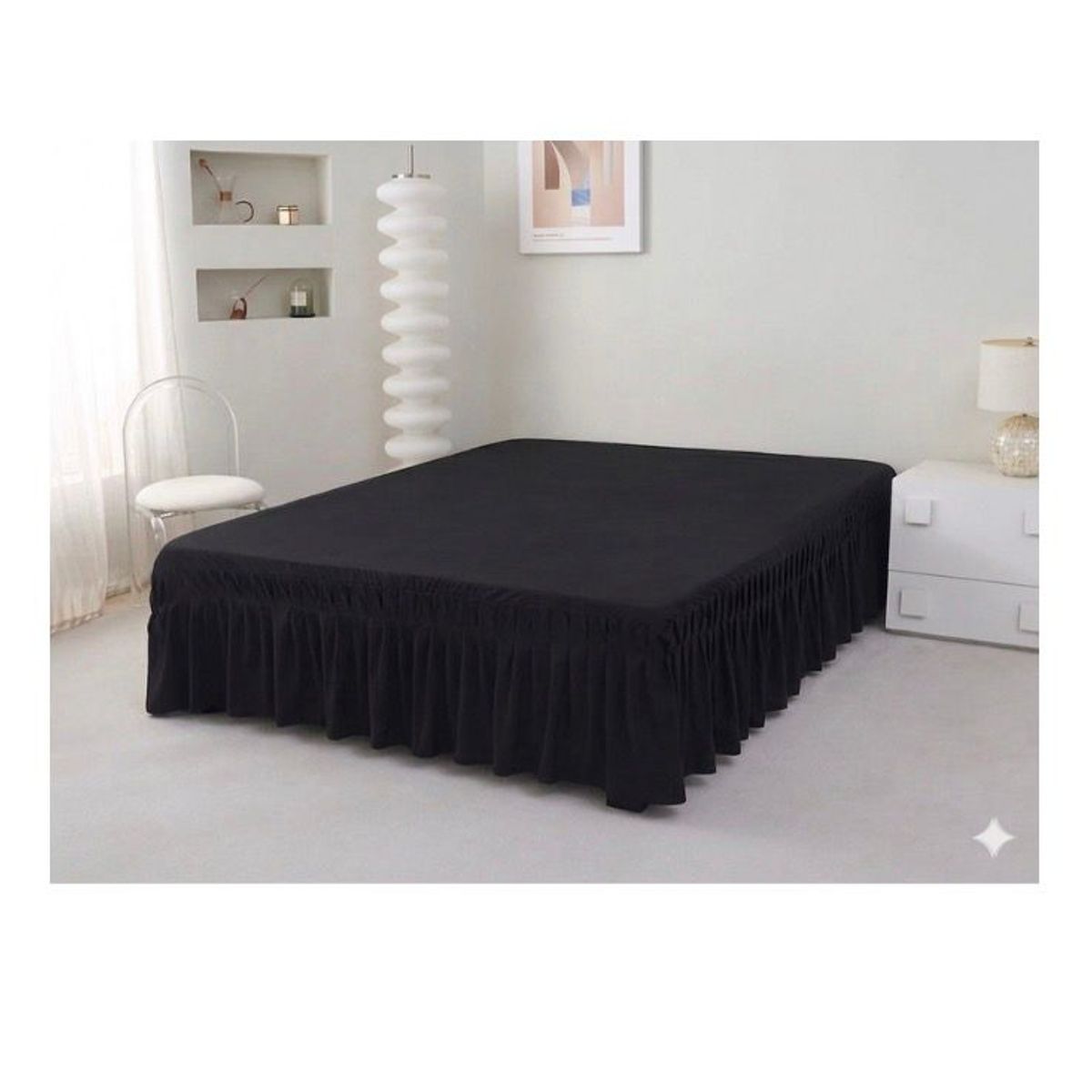 GENERICO - Faldon De Cama 2 Plaza 150 x 200 cm NEGRO