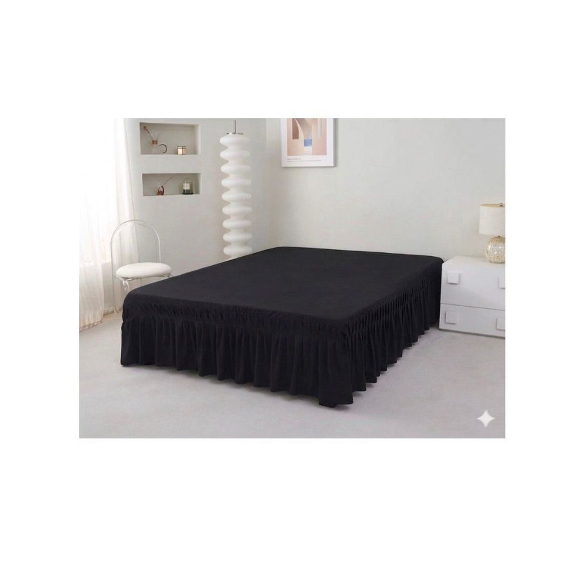 GENERICO - Faldon De Cama 2 Plaza 150 x 200 cm NEGRO
