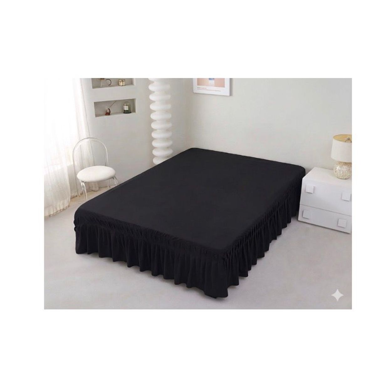 GENERICO - Faldon De Cama 2 Plaza 150 x 200 cm NEGRO
