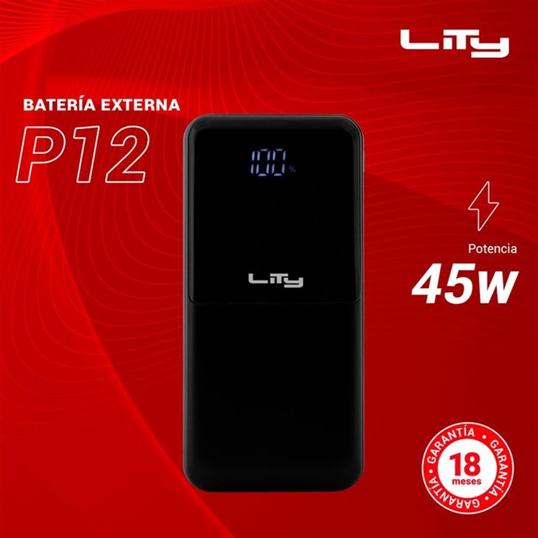 Bateria Externa 20000mAh 45W Carga Rapida Negro P12