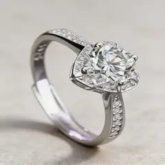 GENERICO - Anillo Mujer Ajustable Corazón Radiante De Plata 925