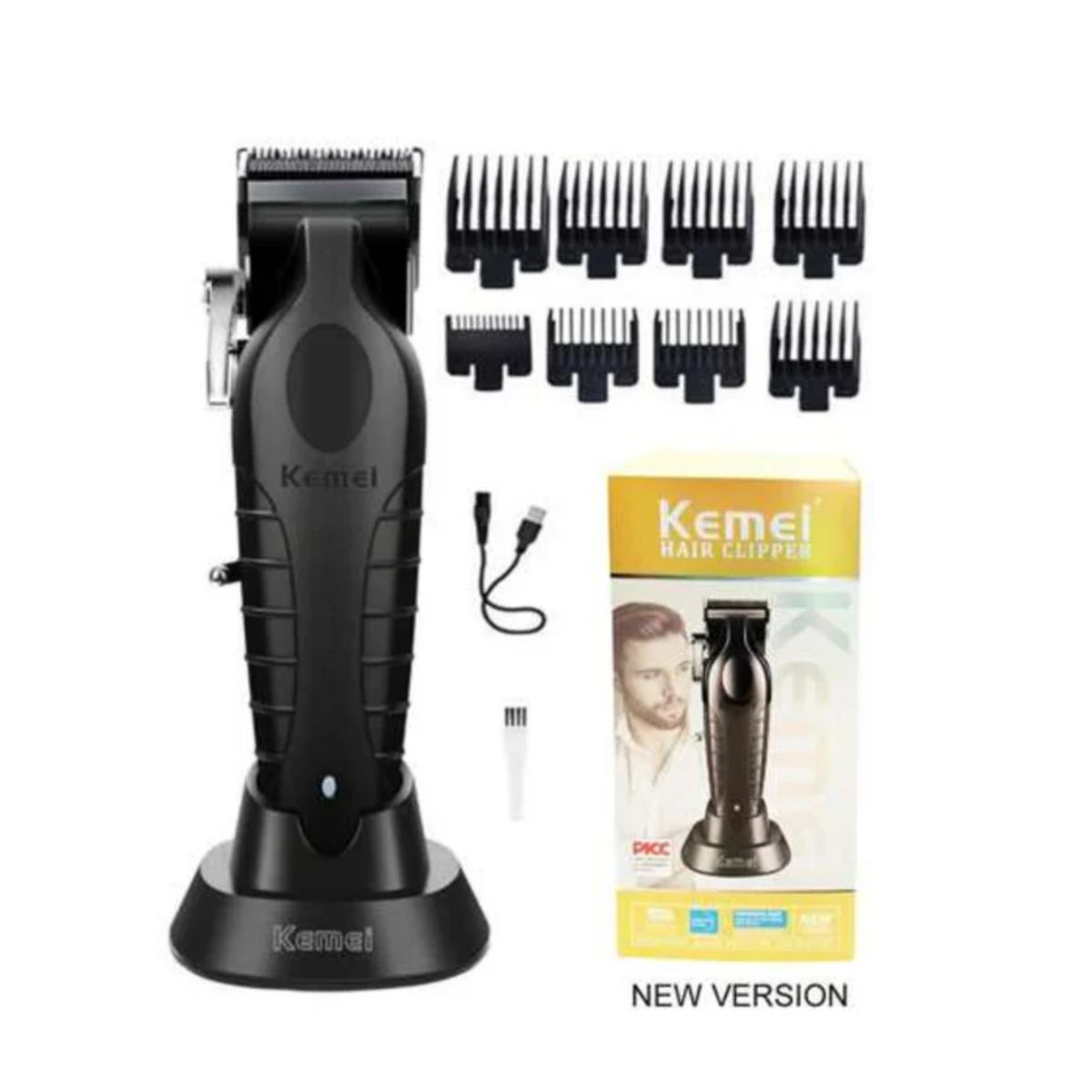 KEMEI - Maquina Kemei 2296 Inalambrica Con Base De Carga Color Negro