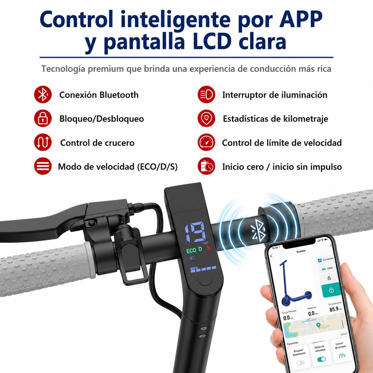 MOVI - Scooter Eléctrico Plegable 30 KM con Asiento Desmontable y Bolso Integrado