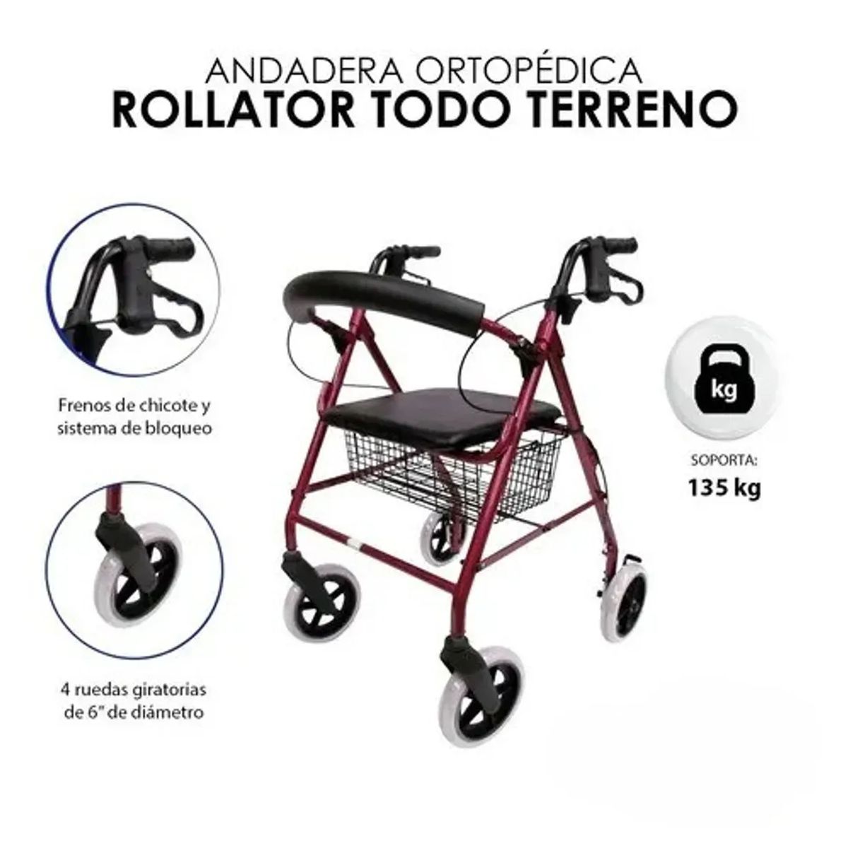 MOVI - Burrito Ortopédico Plegable con Frenos Asiento y Canasta