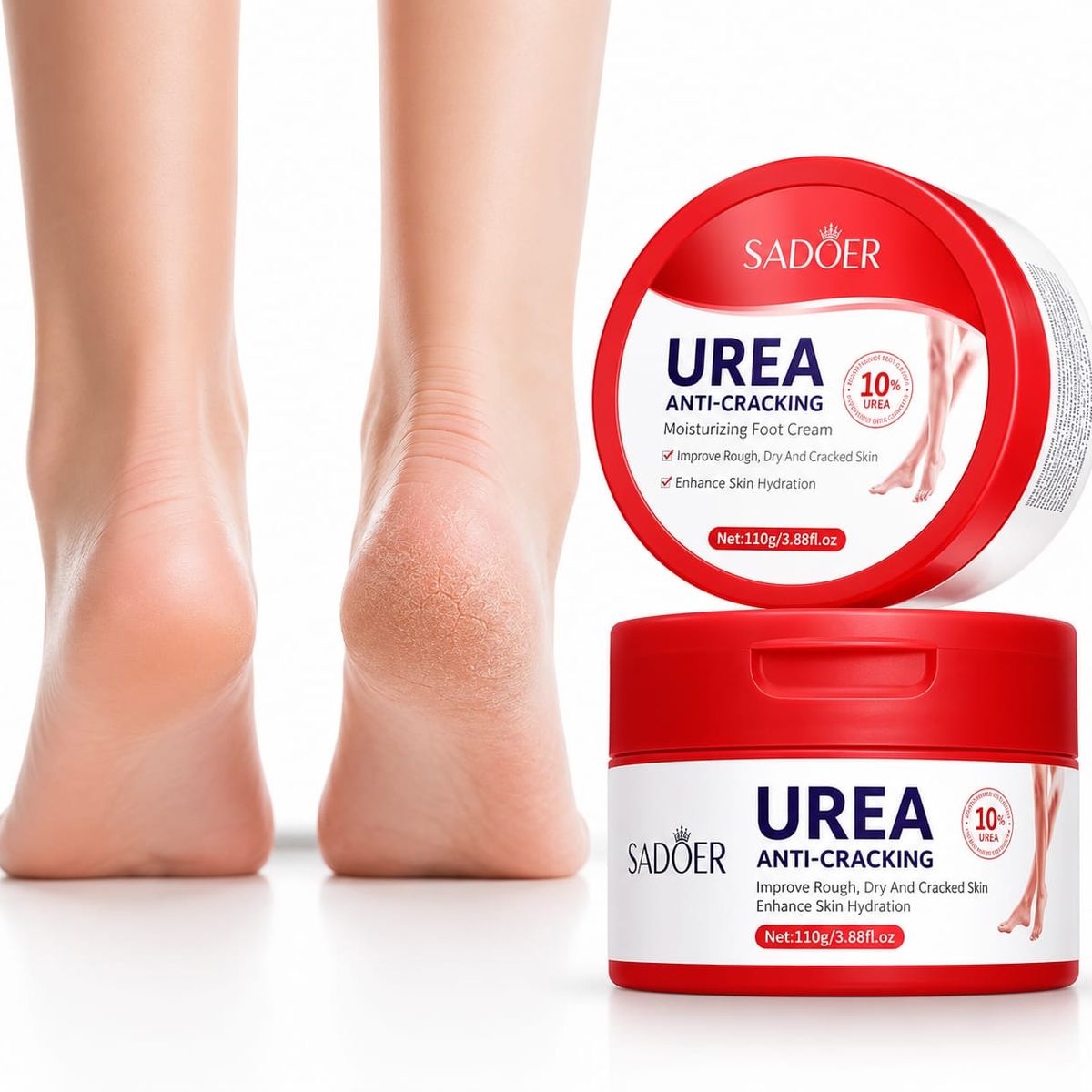 GENERICO - Crema para Pies  Urea 10%  Reparadora de Talones Agrietados y Resequedad 110g
