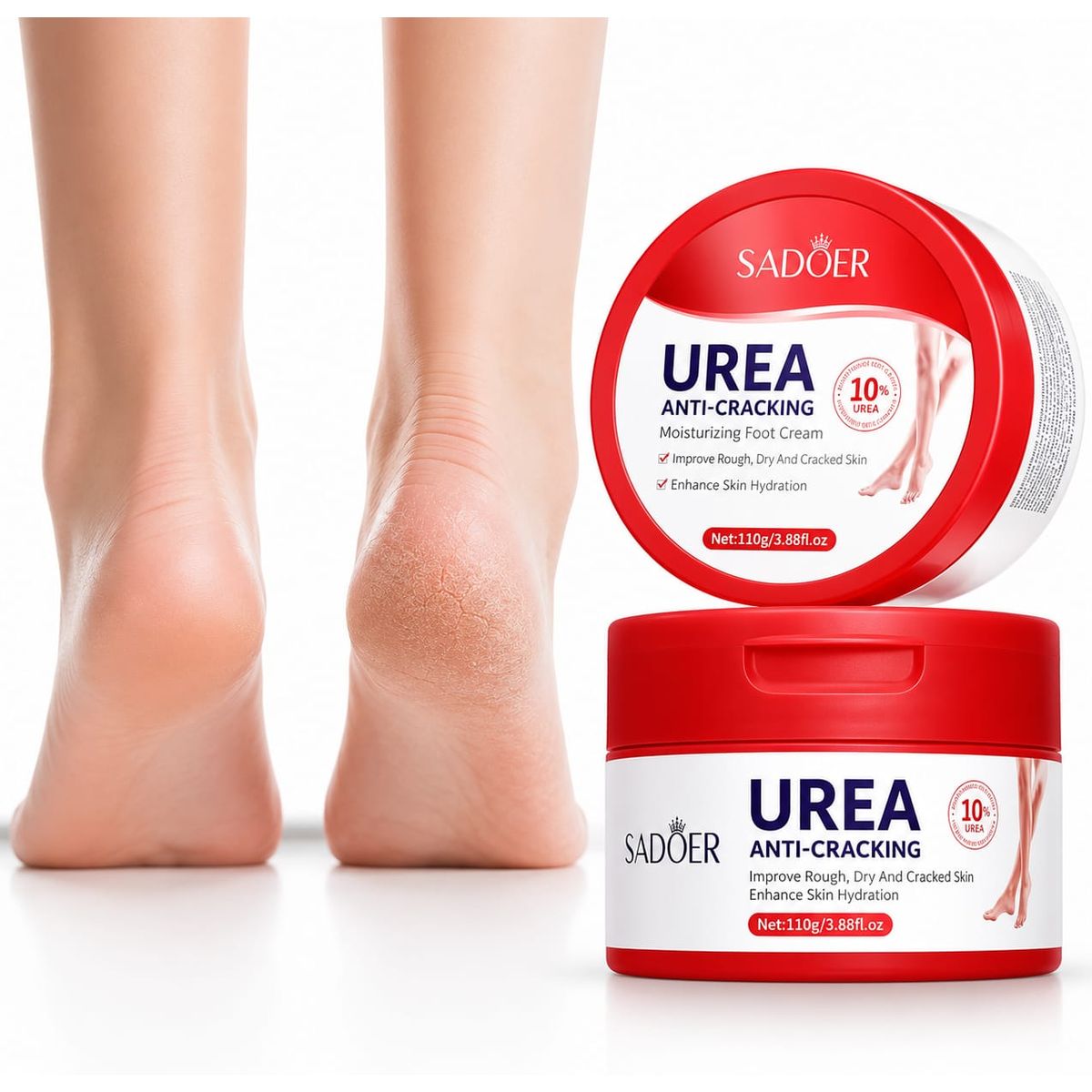GENERICO - Crema para Pies  Urea 10%  Reparadora de Talones Agrietados y Resequedad 110g