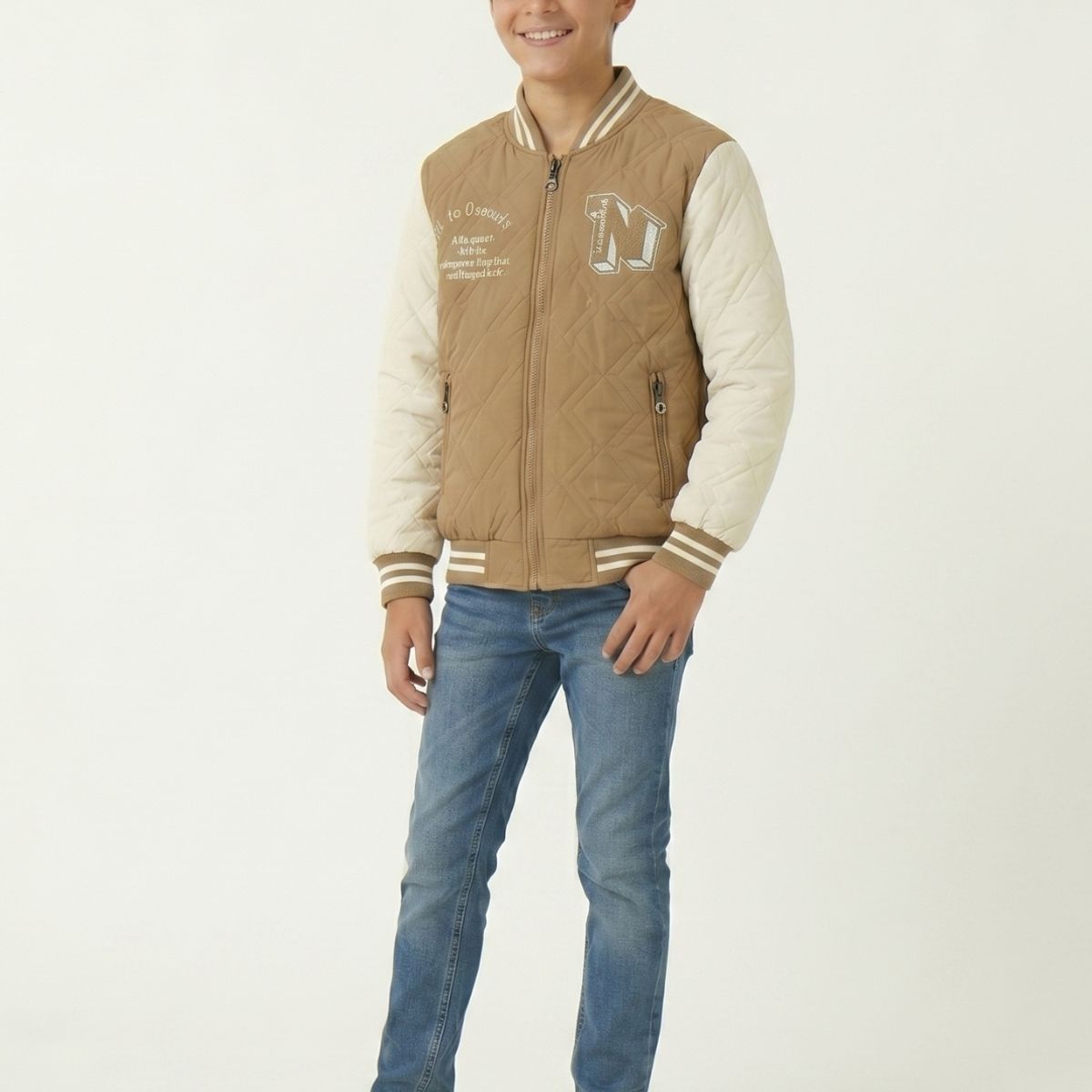 KIBOU - Chaqueta Varsity Bomber Acolchada Capucha Urbana Desmontable