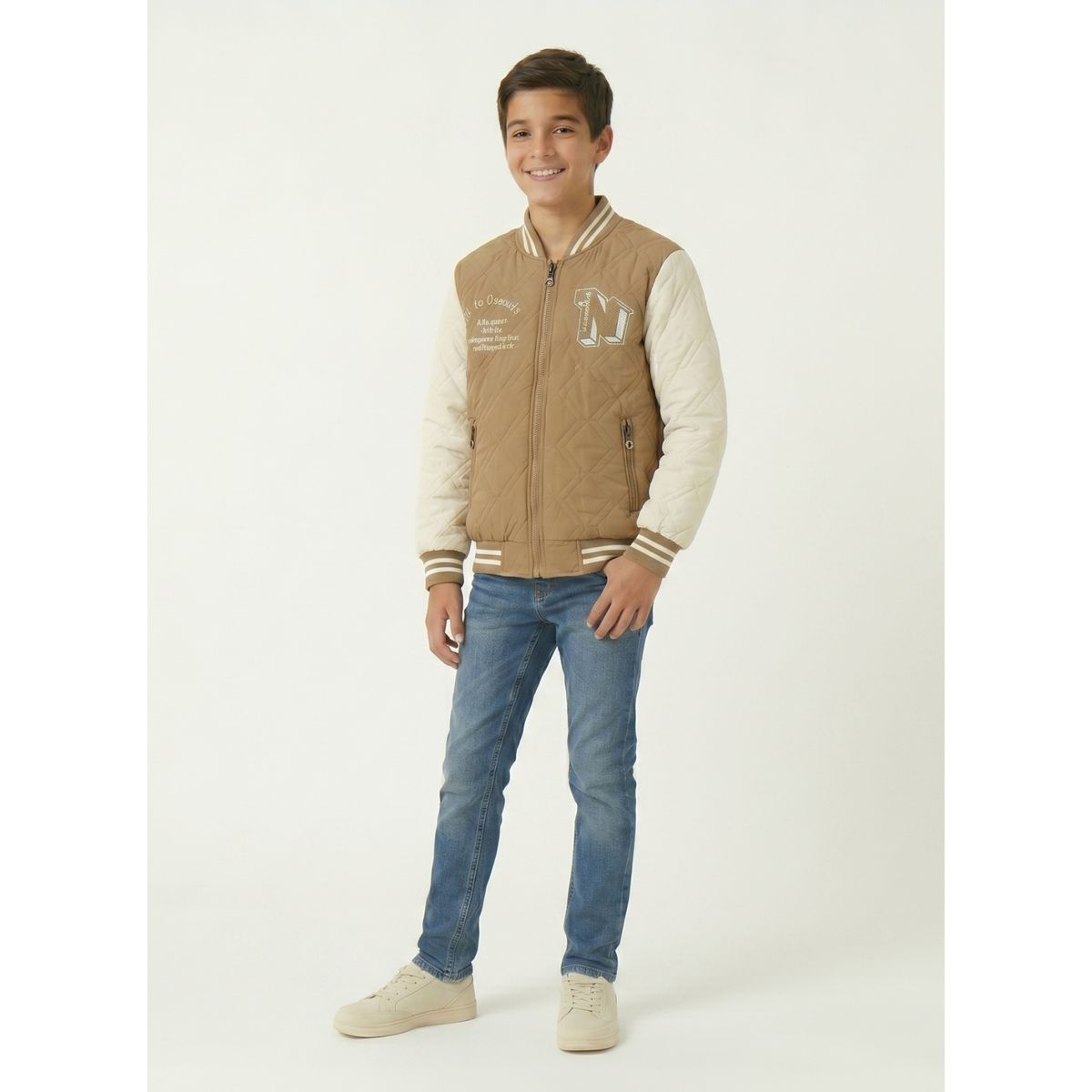 KIBOU - Chaqueta Varsity Bomber Acolchada Capucha Urbana Desmontable