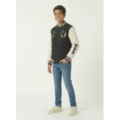 KIBOU - Chaqueta Varsity Bomber Acolchada Capucha Urbana Desmontable