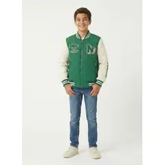 KIBOU - Chaqueta Varsity Bomber Acolchada Capucha Urbana Desmontable