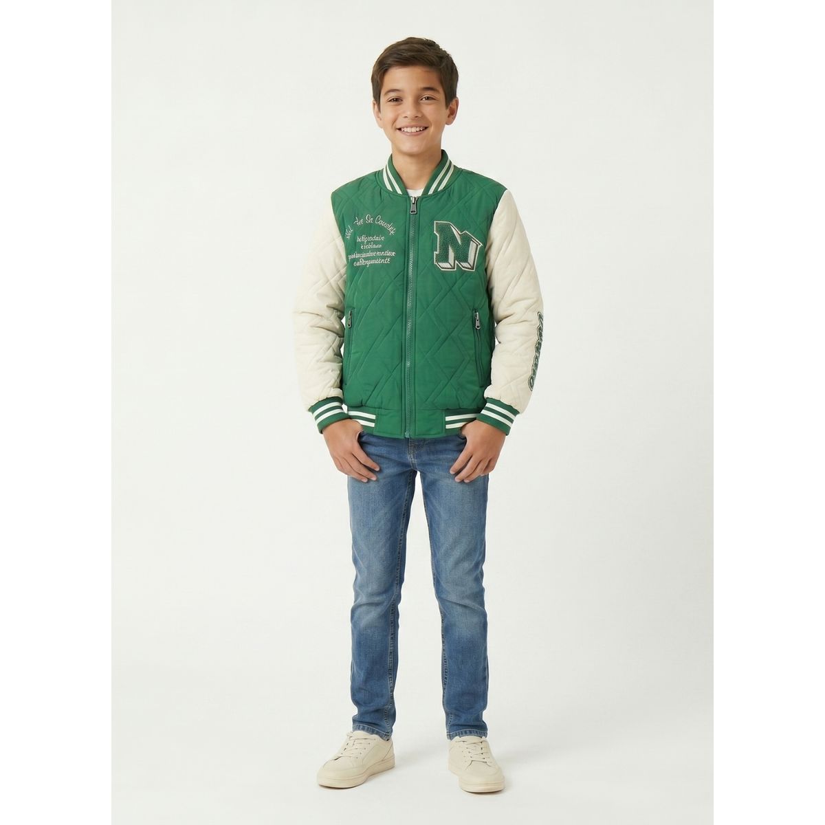 KIBOU - Chaqueta Varsity Bomber Acolchada Capucha Urbana Desmontable