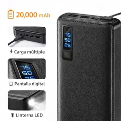 MOVI - POWER BANK 20.000 MAH CON 3 SALIDAS USB Y LINTERNA LED