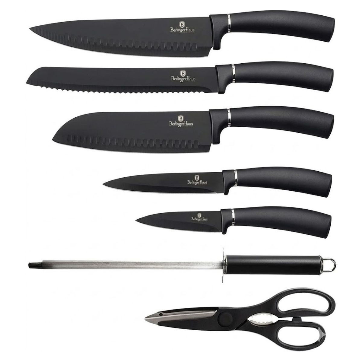 BERLINGER HAUS - CUCHILLOS ACERO INOXIDABLE SET DE 8 PZS CON ATRIL METALLIC COLLECTION