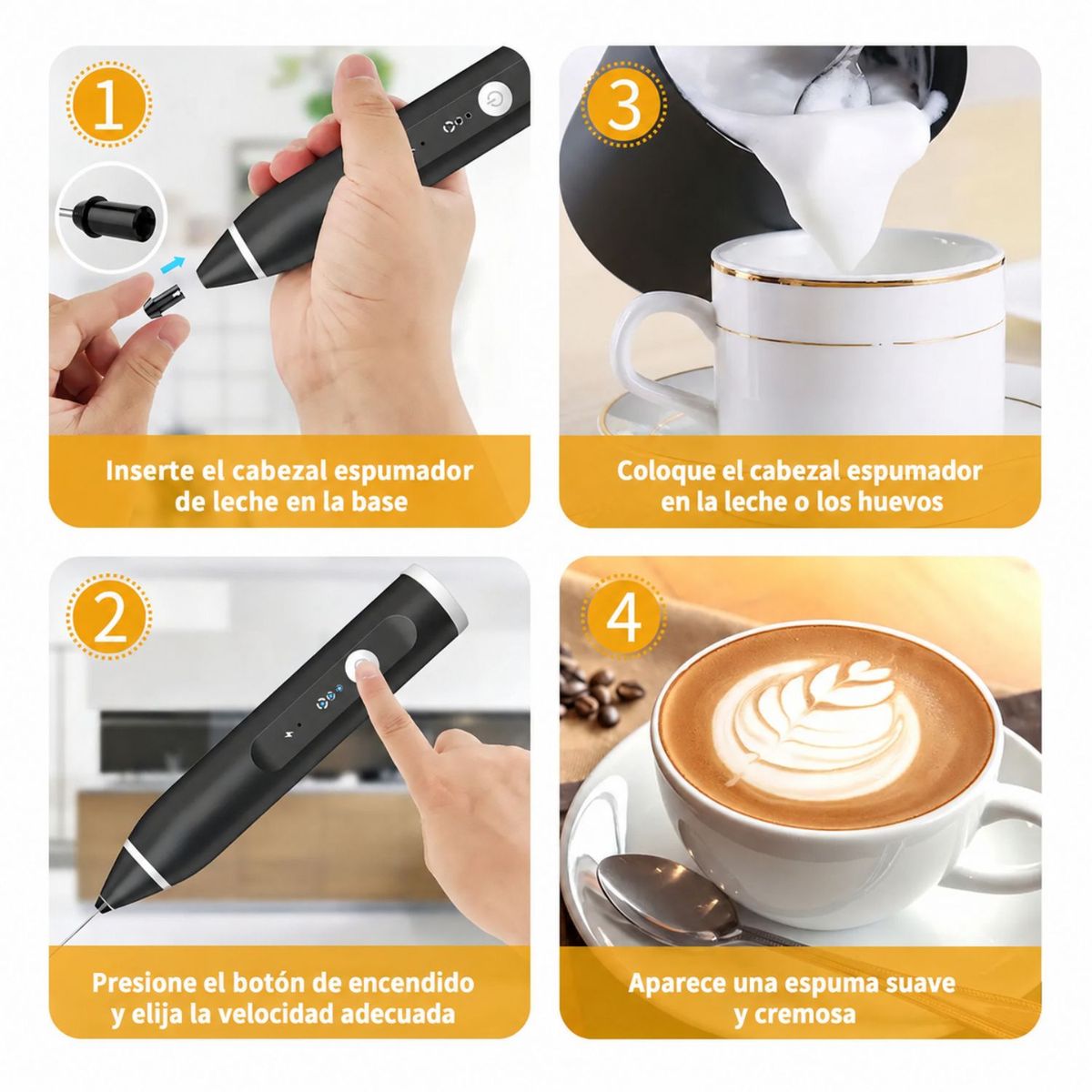 MOVI - PACK 2 BATIDORES DE CAFÉ USB 3 VELOCIDADES- "Espuma Perfecta en Solo Segundos Donde Estés”
