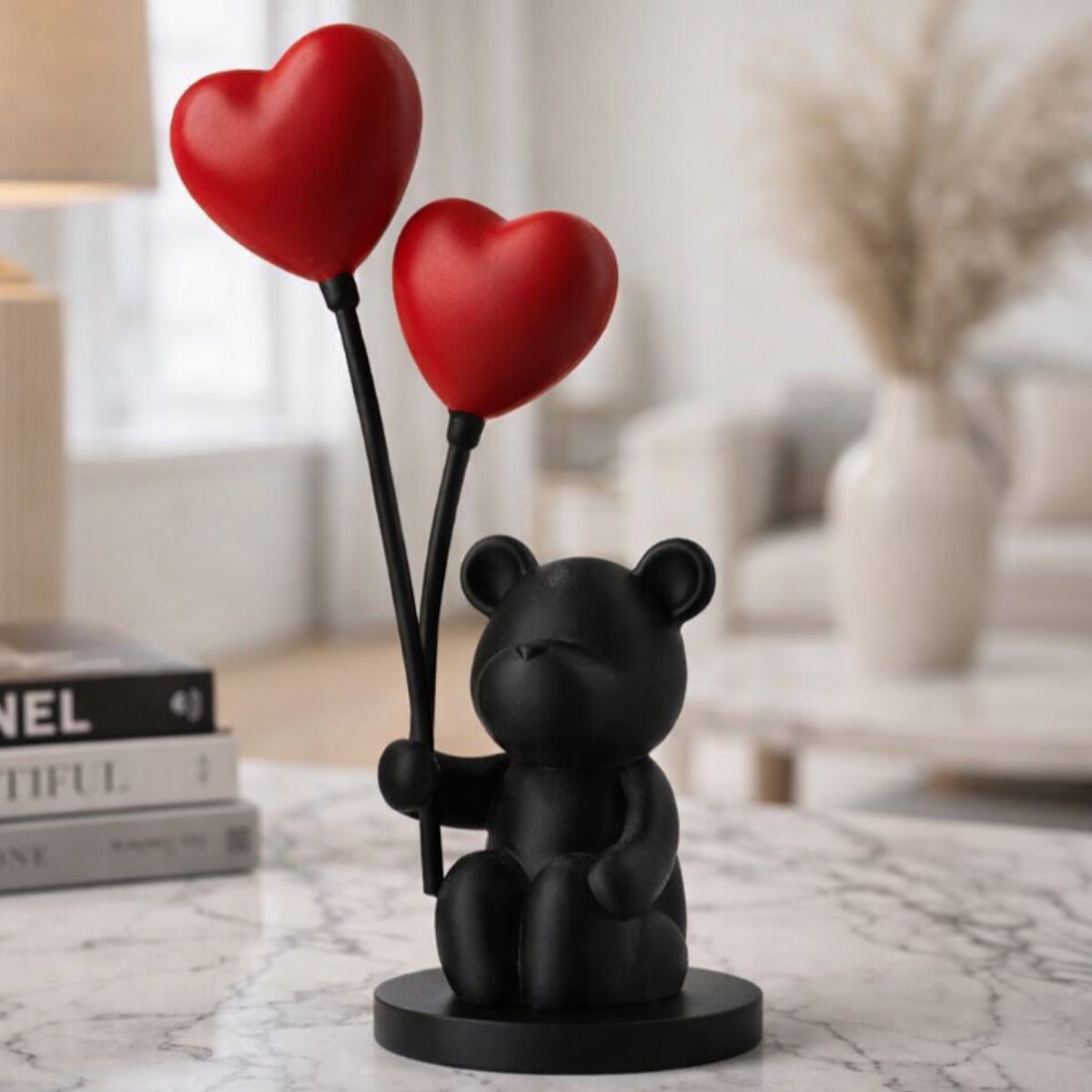 GENERICO - Escultura Decorativa- Oso Globos de Corazón
