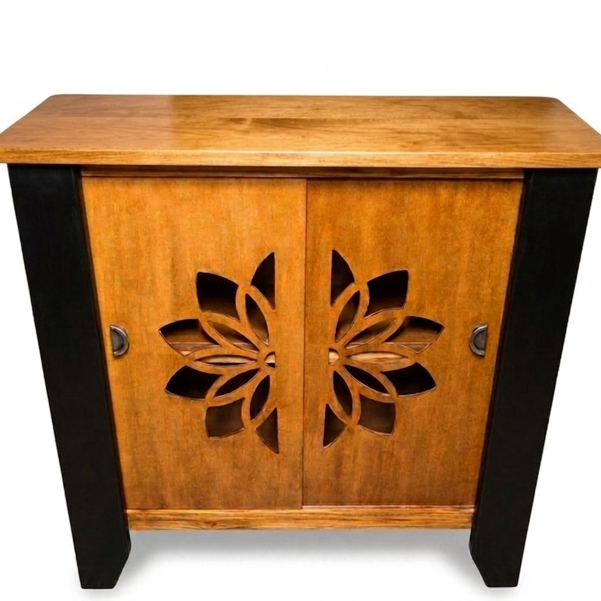 MARFELD MUEBLES - ARRIMO DE MADERA PUERTA CORREDIZAS LARGAS CAFE NEGRO