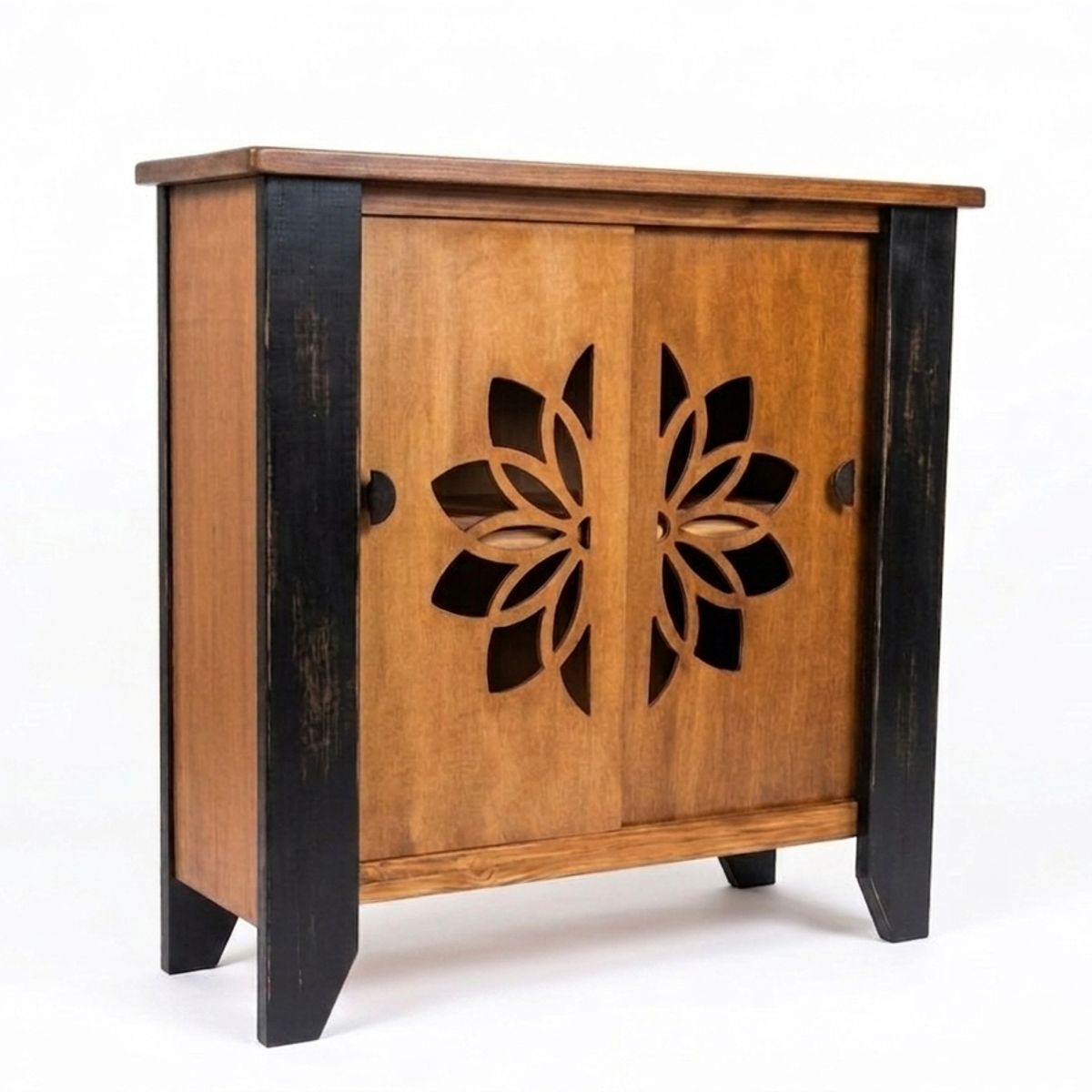 MARFELD MUEBLES - ARRIMO DE MADERA PUERTA CORREDIZAS LARGAS CAFE NEGRO