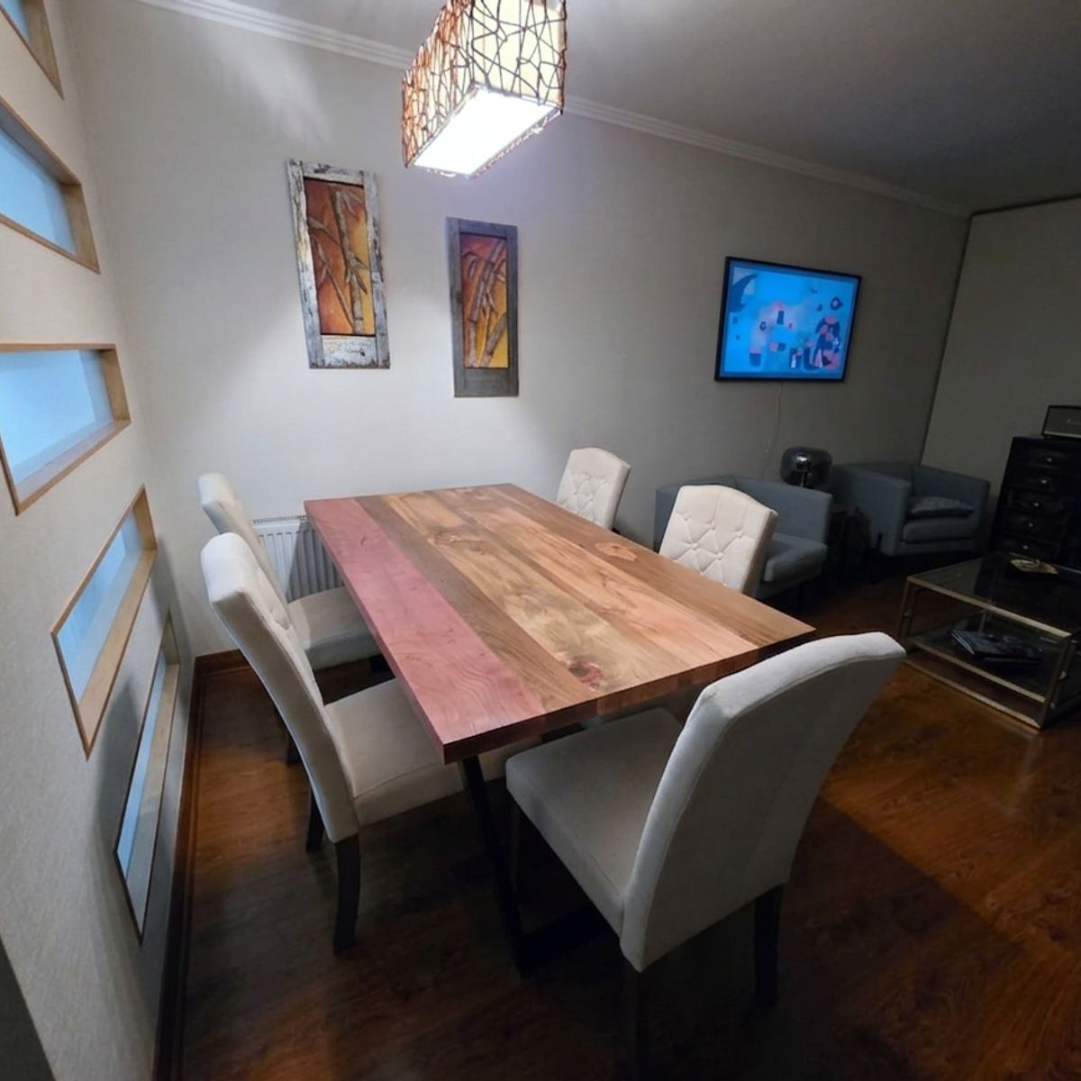 NSCOMPANY - Mesa Vertigo Comedor En Metal Y Roble 120x70