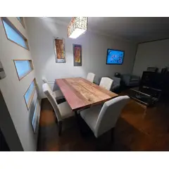 NSCOMPANY - Mesa Vertigo Comedor En Metal Y Roble 120x70