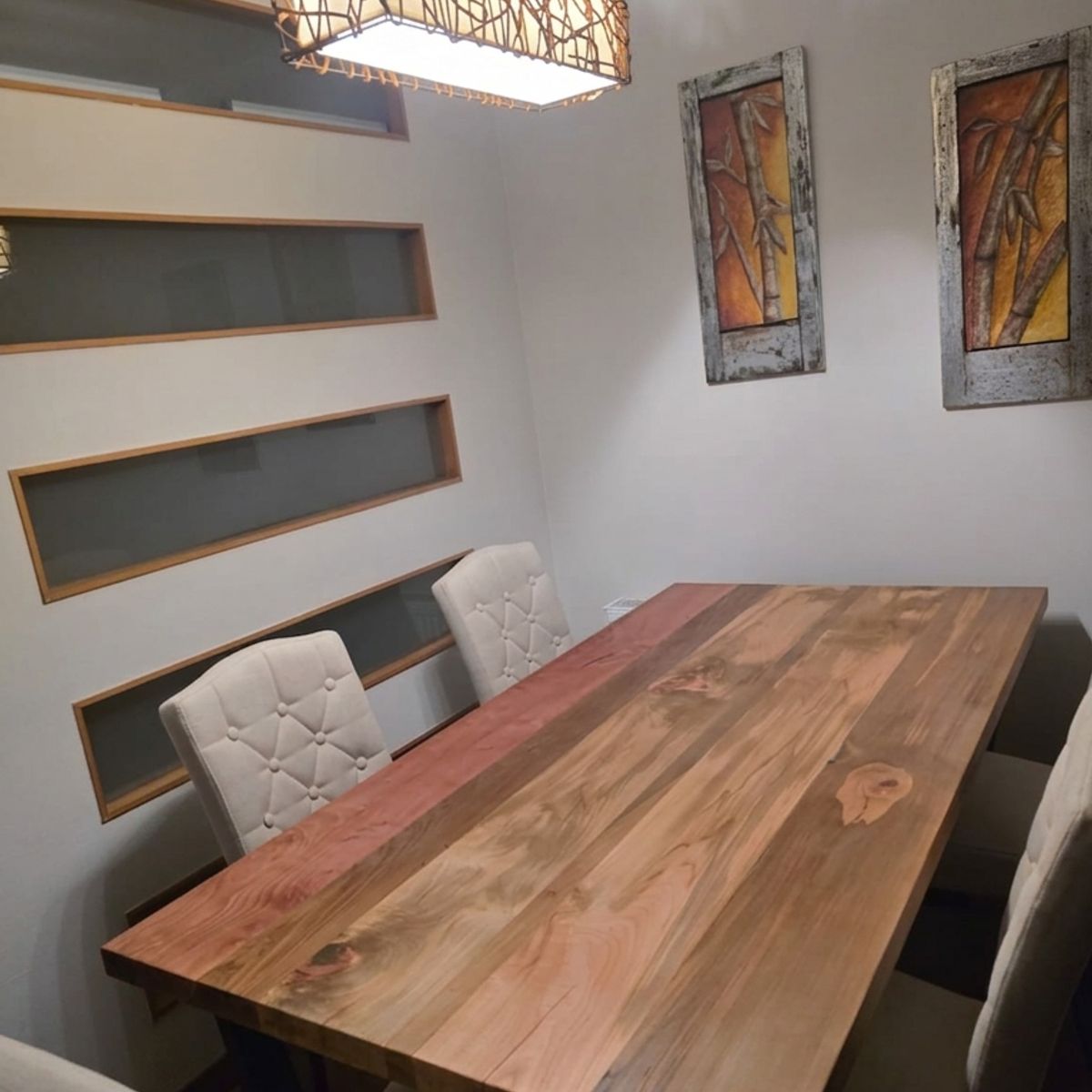 NSCOMPANY - Mesa Vertigo Comedor En Metal Y Roble 120x70