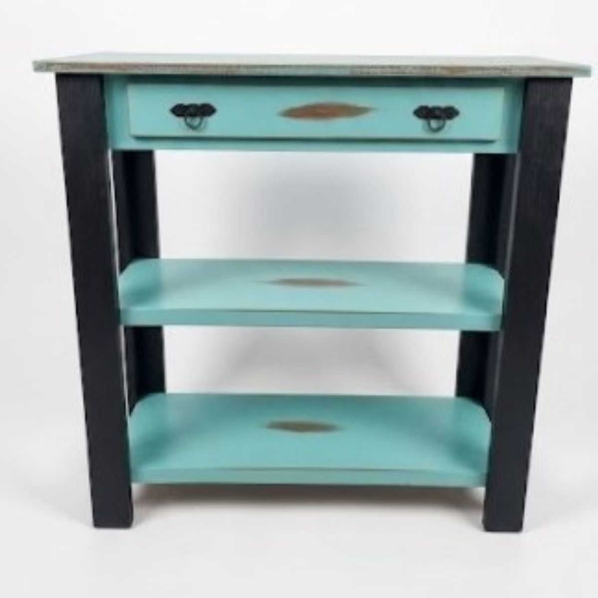 MARFELD MUEBLES - ARRIMO DE MADERA DOS DIVISIONES TURQUESA NEGRO