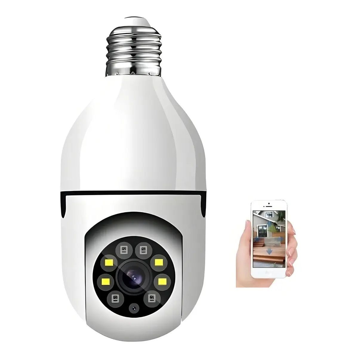 GENERICO - Camara Ip Ampolleta Motorizada 360° E27 Vision Nocturna. Color Blanco