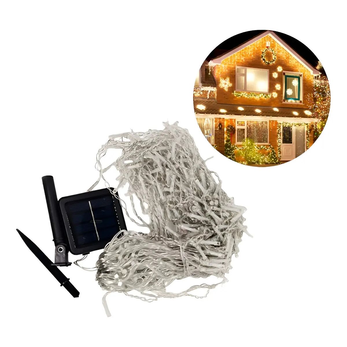 GENERICO - Cascada Luces LED Amarillo Cálido Solar Osmao 300 Luces 8m Exterior