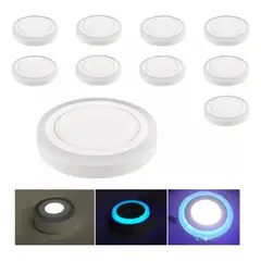 GENERICO - Pack X10 Foco Led Plafón Led Bicolor Sobrepuesto 6w+3w