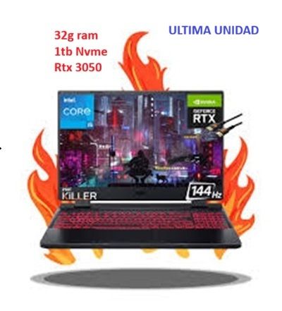 NOTEBOOK NITRO 5 i5 12450H 32G RAM SSD 1TB PCIE PANTALLA 15,6 144HZ RTX 3050