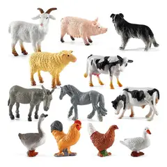 KUANGYE - Set 12 Figuras Animales Domésticos Granja Juguete