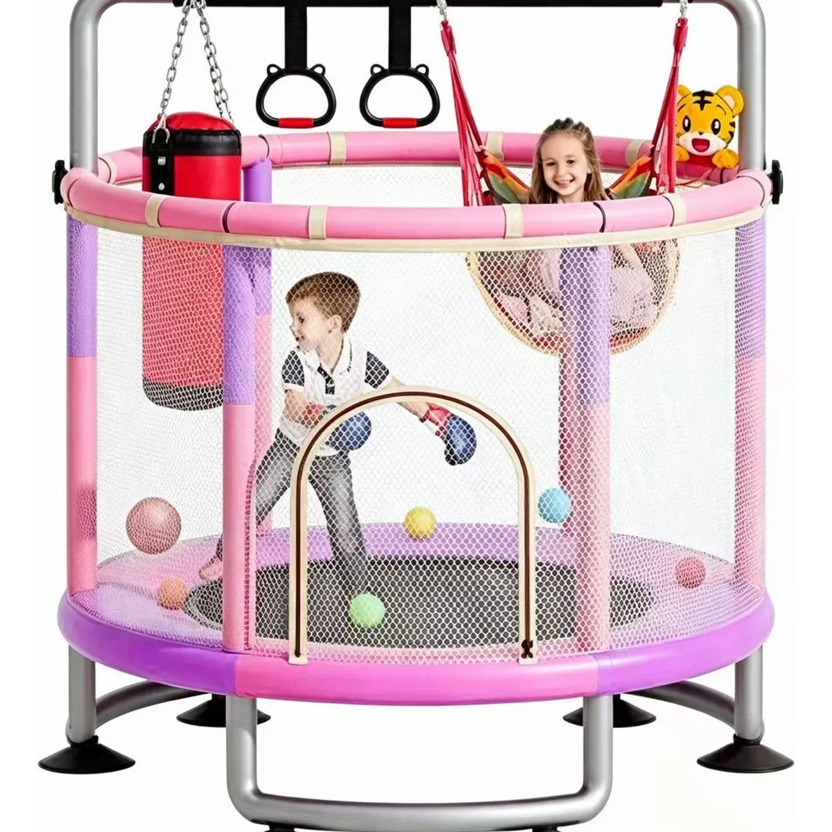 EASY FIT - Cama Elastica Trampolin Multifuncional 150x120 Rosada