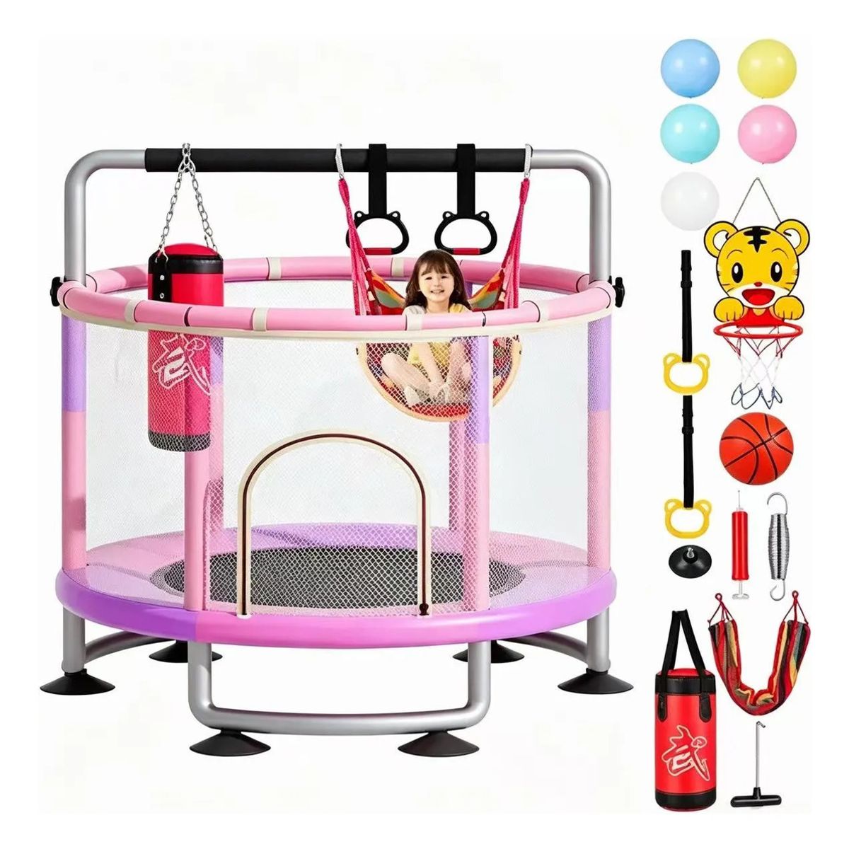 EASY FIT - Cama Elastica Trampolin Multifuncional 150x120 Rosada