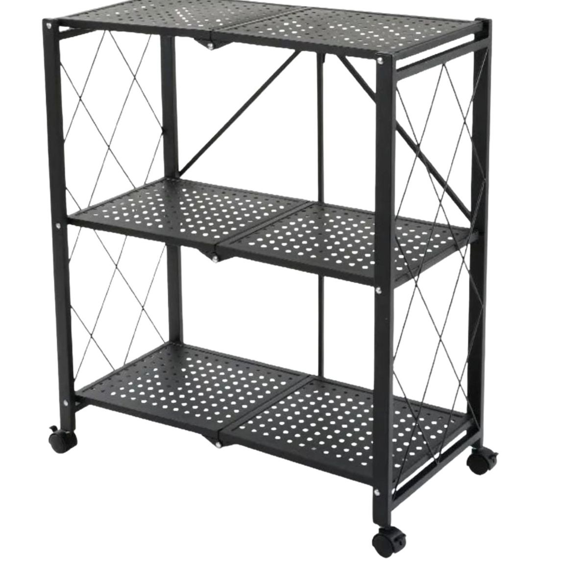 GENERICO - Estante Plegable Organizador Multiusos 3 Niveles Con Ruedas