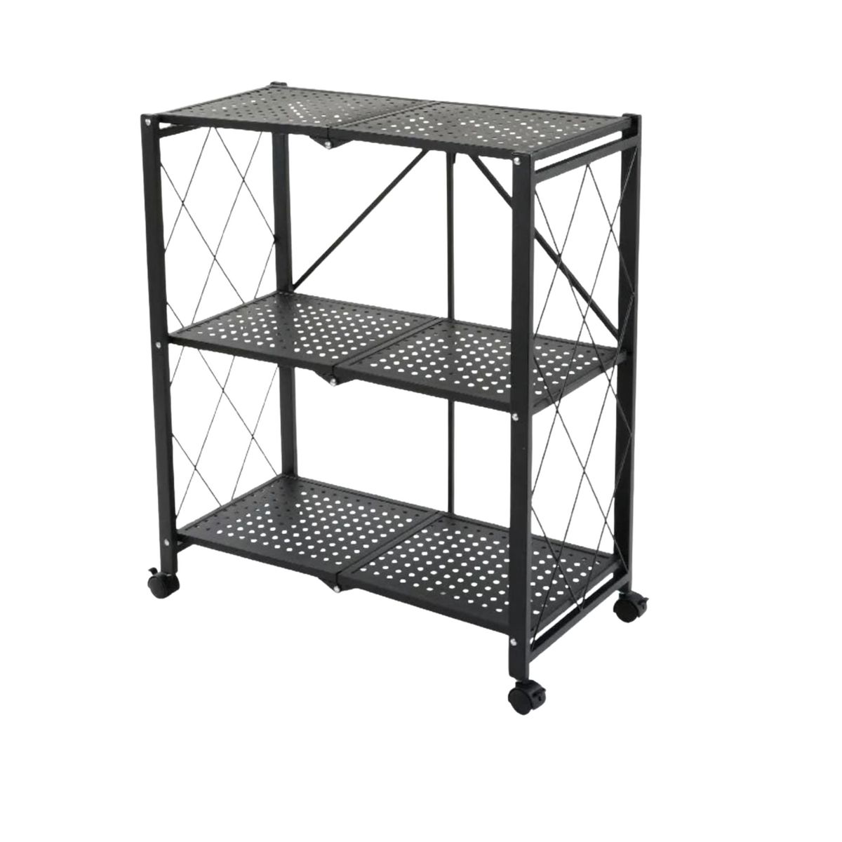 GENERICO - Estante Plegable Organizador Multiusos 3 Niveles Con Ruedas