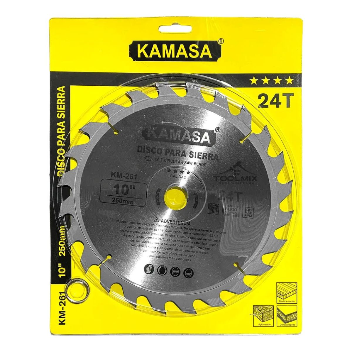 KAMASA - Disco Banco Sierra 10 PuLG X 24 Dientes Eje Central 25,4mm
